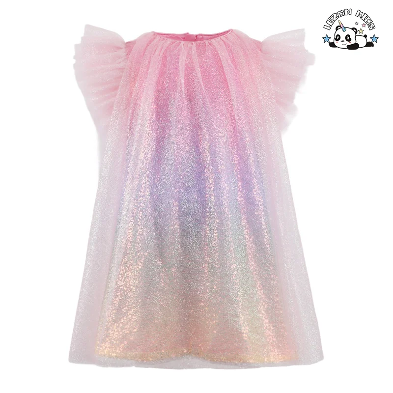 LEZONKIDS - Vestido de Princesa com Lantejoulas para Meninas, Novo Vestido de Sereia, Vestido de Verão para Crianças com Design Personalizado OEM
